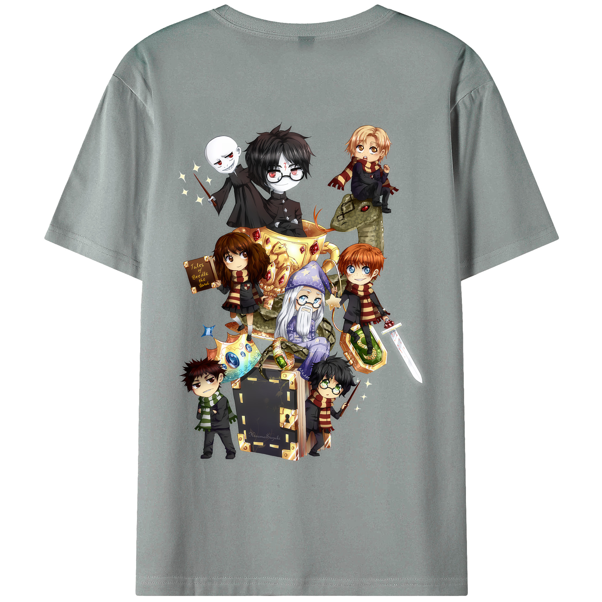 （画像用） Harry Potter ハリー・ポッターシリーズ 綿100％ メンズ半袖Tシャツ（バックプリント） 通気性